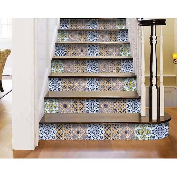 Homeroots 4 x 4 in. Vintage Multi Maroon Removable Peel & Stick Tiles 400201 - main